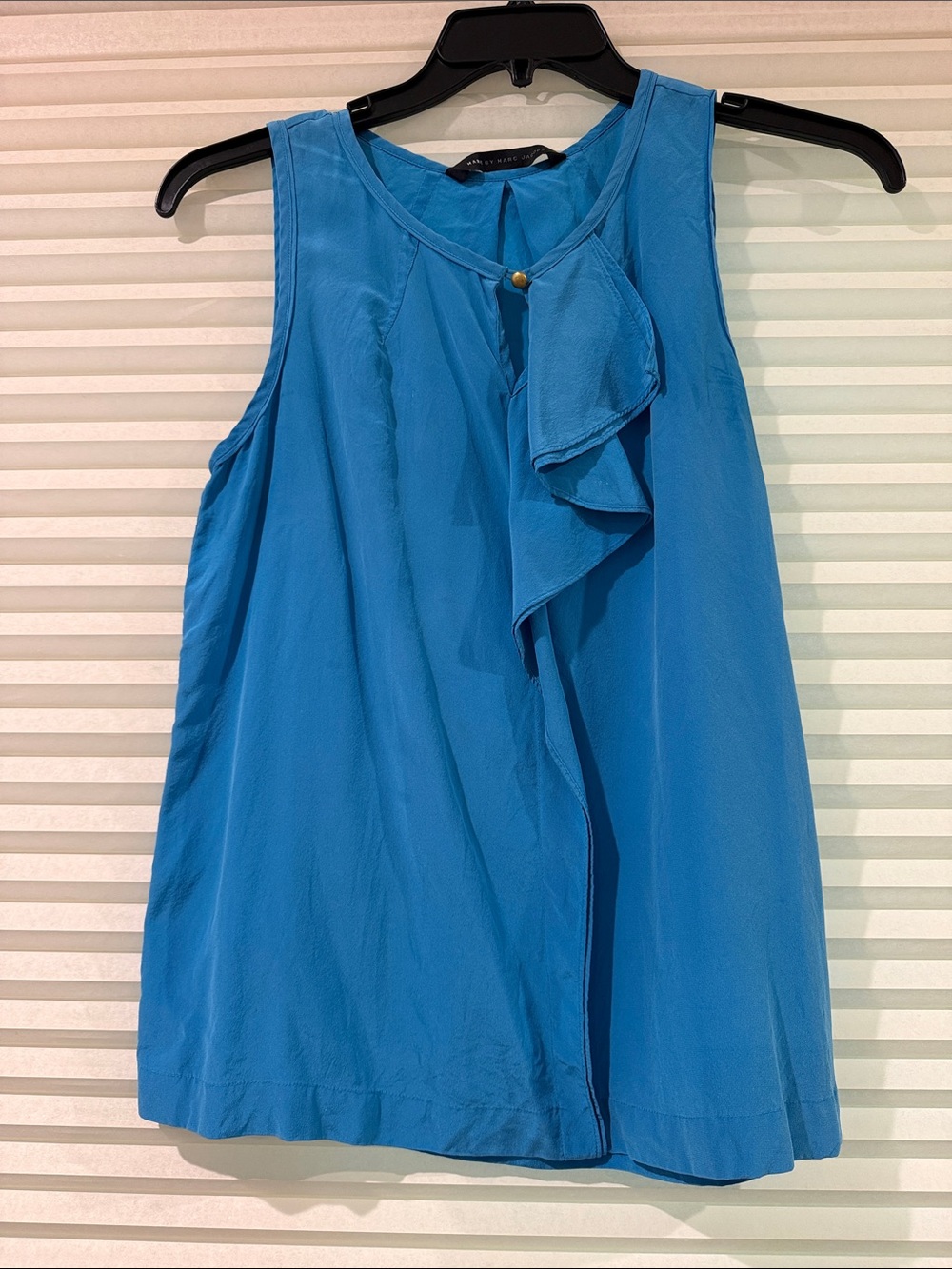 Marc by Marc Jacobs Bright Blue Ruffle Front Sleeveless Top